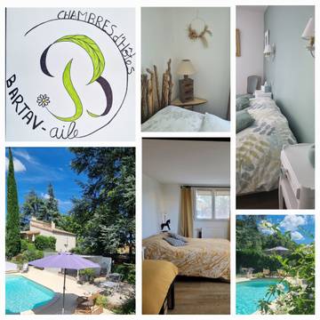 Chambre d’hôte pour 2 personnes, avec jardin et piscine dans la Drôme